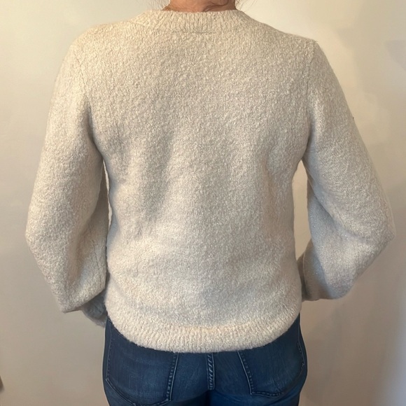 Women’s Small Joie Cream Color Sweater With Gold/Silver Shimmer and Twist Front - Picture 2 of 4